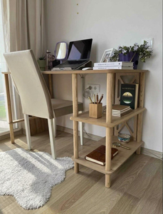 Bureau d'écriture moderne en bois massif, poste de travail minimaliste en bois pour la maison, table d'ordinateur contemporaine, bureau d'étude haut de gamme - Product Image 4