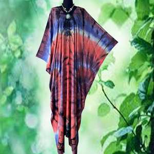 Robe caftan en rayonne tie-dye tropicale style bohème, coupe ample, robe maxi élégante, tenue de vacances chic - Product Image 4