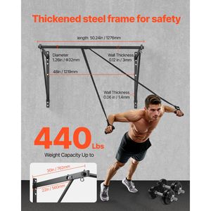 Barra per trazioni a parete da 50 cm di larghezza, in acciaio resistente, profondità regolabile 22-30 pollici, per allenamento parte superiore del corpo, con funzione orizzontale - Product Image 2