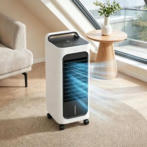 Raffrescatore d'Aria con Timer Remoto, Ventilatore con Raffreddamento a Ghiaccio, Umidificatore da 4L e Pacchi Ghiaccio, Spina AU/EU, Serbatoio d'Acqua da 20L per Uso Domestico - Product Image 2