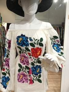 Boho Floral Embroidery Cotton Midi <b>Dress</b> With Lantern Sleeve <b>Loose</b> Fit O-Neck Summer Casual Tunic Women's <b>Dress</b> - Product Image 5