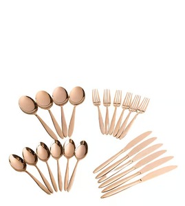 Ensemble de couverts en or rose, finition miroir haute brillance, élégants en acier inoxydable pour les dîners de mariage - Product Image 3