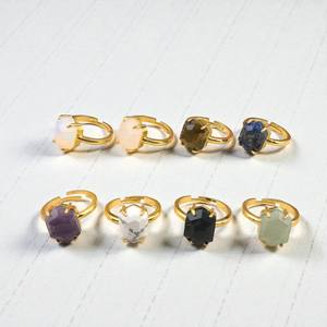 925 Silver Natural Hexagon Howlite Gemstone <b>Ring</b> — 10x14mm Geometric Gemstone <b>Ring</b> - Modern Statement <b>Ring</b> - Product Image 3