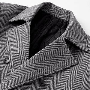 <b>Mens</b> Trench <b>Coat</b> <b>Long</b> Hot Sale British Style Daily Commute Overcoat Herringbone Wool <b>Long</b> <b>Coats</b> - Product Image 5