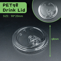 Couvercles de gobelets jetables en plastique PET écologiques 95 mm 98 mm, anti-fuite, faciles à ouvrir, durables et antidérapants