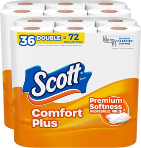 Scott ComfortPlus 36 Double Rolls 1-Ply 231 <b>Sheet</b> Toilet Paper Per Roll Septic-Safe Strong & Soft Disposable Tissue - Product Image 6