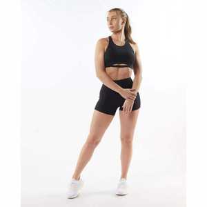 Conjunto Deportivo de Top Halter Negro con Recortes y Shorts de Cintura Alta para Mujer, Ropa Deportiva - Product Image 4