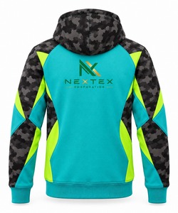 Sweat à capuche zippé en polaire pour homme, couleur unie, blocs de couleur, manches raglan, poche kangourou, coupe ample, hiver, logo frontal - Product Image 5