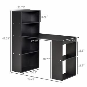 Scrivania Nera per Computer da Ufficio Domestico con Libreria e Tavolo per Hobby, 47 Pollici, Durevole e Regolabile, Arredamento Scolastico - Product Image 3