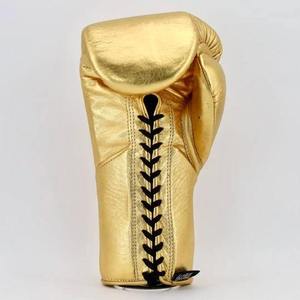 Gants de boxe en cuir de vachette véritable de qualité supérieure, sans boxe il n'y a pas de vie, gants de boxe personnalisés dorés - Product Image 3