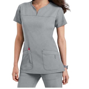 Conjunto de Uniforme Médico Rosa de Algodón para Mujer, Blusa de Manga Corta y Pantalones, Uniformes de Hospital para Personal Médico con Presilla para Estetoscopio y Detección de Agujas - Product Image 5
