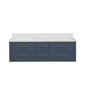 Blu 60 Pollici L X 22 Pollici Mobile Bagno Doppio con Top in Marmo Coltivato - Product Image 1
