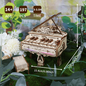 Puzzle 3D in Legno MUSIC PARK, Kit di Montaggio Fai-da-Te, Carillon a Forma di Pianoforte per Regali di Compleanno, Natale e Festività - Product Image 6