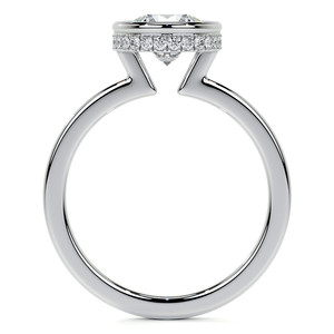 Anillo de compromiso con moissanita incolora de 1.3 CT, corte redondo, engaste de bisel, halo oculto, oro blanco de 14K, anillo de propuesta, regalo de aniversario - Product Image 6
