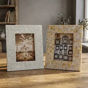 Handmade Mother of Pearl Mosaic Photo <b>Frame</b> Rectangular Tabletop Decorative Picture <b>Frame</b> Elegant Home Office Display - Product Image 3