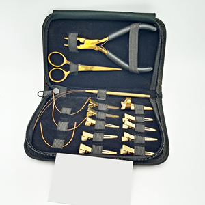 Kit d'outils professionnels pour extensions de cheveux à usage en salon, ensemble d'outils d'application pour cheveux naturels avec pinces, peigne, aiguille et boucle - Product Image 3