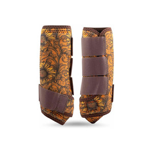 Botas de nailon de alta calidad con diseño floral colorido y ribete turquesa, con soporte envolvente para herraduras de caballo - Product Image 2