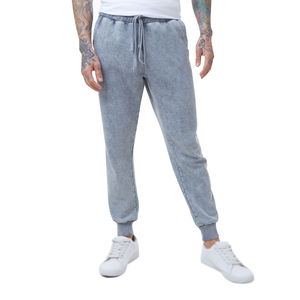 Pantalon de jogging décontracté pour homme en molleton délavé de haute qualité, coupe évasée en coton épais, effet délavé - Product Image 1
