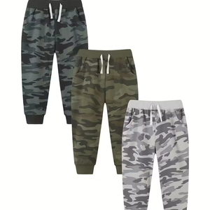 New Spring/Autumn 3pcs Solid Fleece Cargo Sweatpants for Boys 100% Cotton & Slight Stretch Fabric Outdoor Outfit made Bangladesh - Product Image 1