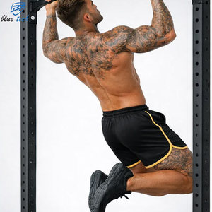 Blue <b>Tech</b> Men's Black Sport <b>Shorts</b> With Yellow Trim Quick Dry Elastic Waist Athletic Fitness Workout Wear OEM Services - Product Image 3