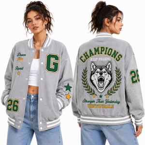 Chaqueta Varsity Moderna para Mujer, con Logotipo Bordado Personalizado OEM, Estilo Universitario, Chaqueta de Béisbol Oversize, Moda Urbana, Atuendo Universitario - Product Image 6