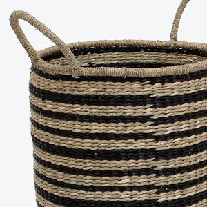 Panier à linge multifonctionnel coloré en jonc de mer avec poignées paniers de paille pour le stockage à la maison emballé en boîte - Product Image 2