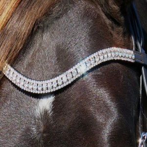 Banda para la frente de carreras de caballos, silla de montar ecuestre, buenos cristales, diamantes de imitación decorativos, banda para la frente de caballo de cuero hecha a medida a bajo precio - Product Image 5