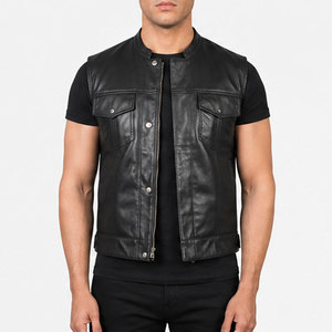 Chaleco de moto de calidad premium para hombre, sin mangas, con cremallera, estilo motociclista, para montar en moto, para trabajo al aire libre. - Product Image 1
