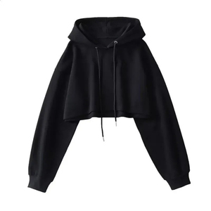 Women's Customizable Eco-Friendly Cropped Oversize Hoodie Hooded Pullover Sweatshirt Casual Winter Acid Wash Front Logo 100% - Product Image 5