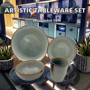 Juego de Vajilla de Porcelana Moderna de 4 Piezas, Clásico para Bodas, Incluye Platos y Tazas Aptos para Lavavajillas, Resistentes al Calor y Sostenibles - Product Image 2