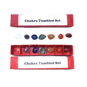 Juego de Piedras de Ágata Chakra con Diseño Grabado, Decoración Feng Shui para el Hogar, Caja de Regalo, Natural - Product Image 4