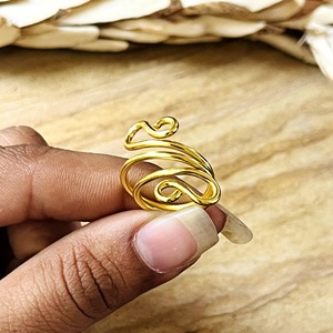 New Demand Boho Swirl <b>Ring</b> Minimalist Brass Band Women 18k Gold Plated Spiral Wire Wrap <b>Dainty</b> Coil <b>Ring</b> for Wholesale/OEM/ODM - Product Image 4