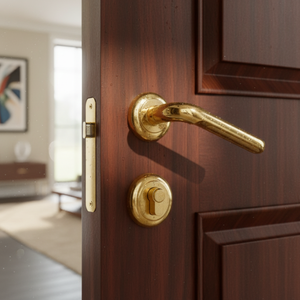 Manija de Puerta Elegante con Acabado Dorado en Latón |   Manija de Diseño Moderno para Hogares de Lujo, Villas e Interiores de Hoteles - Product Image 4