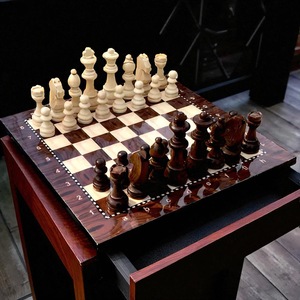 ILAHI's Eco-Friendly Rustic Polished Rectangle <b>Chess</b> <b>Board</b> Game 100% Handmade Pure Wood Animal/Love Style Customized Size <b>Chess</b> - Product Image 4