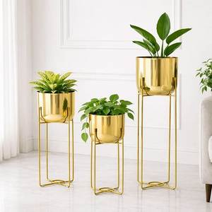 Support de plante moderne en métal doré, écologique et durable, porte-pot de fleurs haut, design en spirale, décoration intérieure et extérieure - Product Image 2