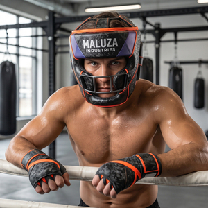Casque de boxe professionnel en cuir respirant, protection du nez et des joues, équipement durable pour hommes, idéal pour le MMA et le sparring - Product Image 4