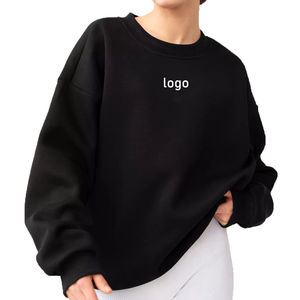 Sweat-shirt surdimensionné personnalisé pour femme, col rond uni, vêtement décontracté à manches longues, doux, grande taille, sweat-shirts décontractés pour femme - Product Image 1