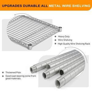 Scaffalatura Regolabile da 58 Piedi con Ripiani per Stoccaggio, Unità di Scaffalatura in Filo Metallico NSF da 1200 Libbre, Scaffale a 4 Livelli in Metallo per Uso Domestico - Product Image 4