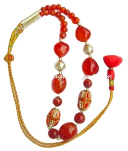 Collar de cornalina chapado en oro y plata unisex con cuentas facetadas Cadena de hebra de estilo religioso - Product Image 4