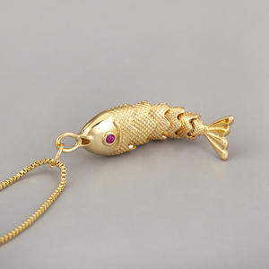 <span class=keywords><strong>Collana</strong></span> <span class=keywords><strong>con</strong></span> Ciondolo a Forma di Pesce QIKU Placcata Oro <span class=keywords><strong>con</strong></span> <span class=keywords><strong>Occhio</strong></span> in Cristallo, Catena in Rame Carina per Feste, Viaggi e Regali - Product Image 6