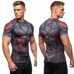 OEM Rashguard à manches courtes pour homme, haut de sport imprimé à compression, haut de fitness ajusté, haut de sport écologique pour la gym - Product Image 4