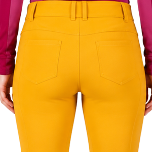 Pantalon d'équitation pour femme jaune doré, taille haute, extensible, avec passants de ceinture, pour la compétition et l'entraînement - Product Image 6