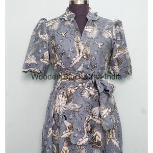 Vestido Midi Casual Bohemio para Mujer, 100% Algodón, Cuello en V, Corte en A, Cintura Natural, Lavable, Cómodo, para Playa o Fiesta - Product Image 2