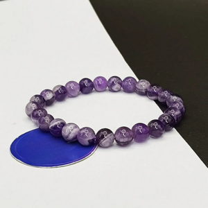 Prueba de laboratorio amatista 8mm pulsera de piedra de cuentas naturales redondas para hombres y mujeres joyería de moda elástica - Product Image 1