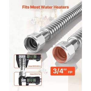 Kit per Scaldabagno da 18 Pollici con Connettore Flessibile di Ingresso 3/4'' FIP X 3/4'' FIP per Installazione di Scaldabagni e Tubi Idraulici - Product Image 3