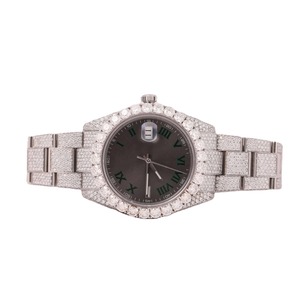 Mossanite 41mm Diamonds Men's Stainless Steel Luxury Mechanical Watch Auto Date Sapphire Crystal Dial 10 <b>Bar</b> Water Resistant - Product Image 1