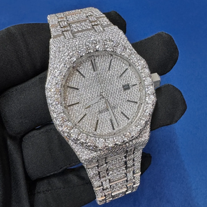 นาฬิกา BOJ A.P พรีเมียม VVS เพชรแก้วอัลลอยด์สแตนเลสสตีล 20 มม. ประดับเพชรโมอิสซาไนต์เต็มหน้าปัด ระบบอัตโนมัติแบบสองกลไก ขนาด 41 มม. กันน้ำ 3 บาร์ - Product Image 6