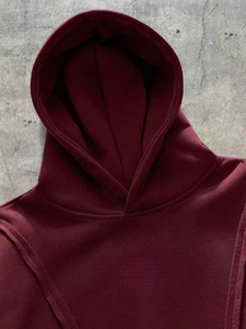 Sweat-shirt à capuche pour homme, hiver, haute qualité, doublure polaire épaisse, 100% coton, coupe ample, épaules tombantes, couleur unie - Product Image 5