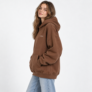 Sweat à capuche ample à épaules tombantes avec poche kangourou en molleton doux pour femme, idéal pour le quotidien – Fabrication sur mesure - Product Image 3