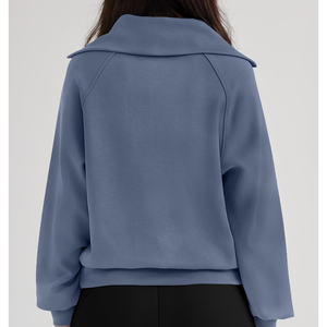 Sweat-shirt tricoté pour femme, personnalisé avec logo, style sportswear décontracté streetwear, épaules tombantes, respirant, écologique, OEM - Product Image 2